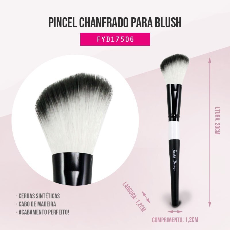 Pincel Chanfrado para Blush Jacki Design Preto 2