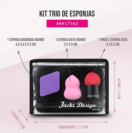 Kit com 3 Esponjas Jacki Design Roxo 4