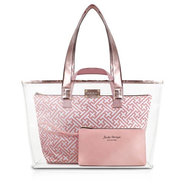 Bolsa Transparente com 3 Peças Diamantes Jacki Design Rosa 2