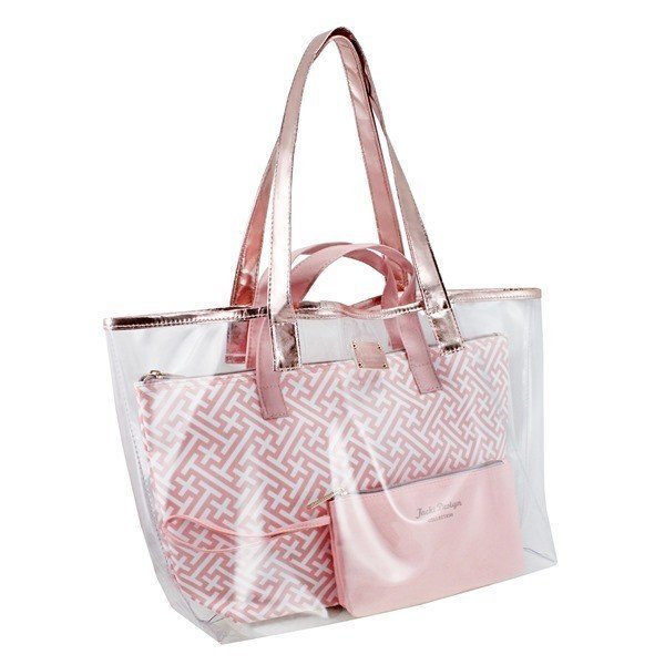 Bolsa Transparente com 3 Peças Diamantes Jacki Design Rosa 3