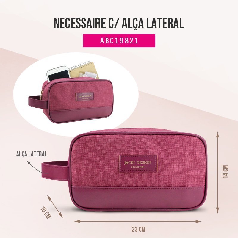 Necessaire com Alça Lateral Jacki Design Joy Vermelho 3