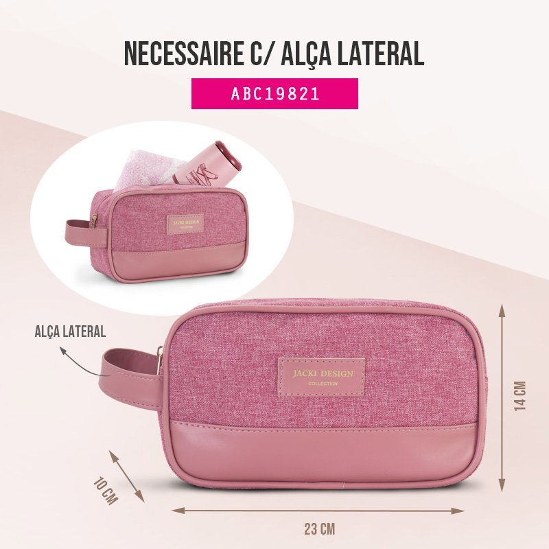 Necessaire com Alça Lateral Jacki Design Joy Rosa 3