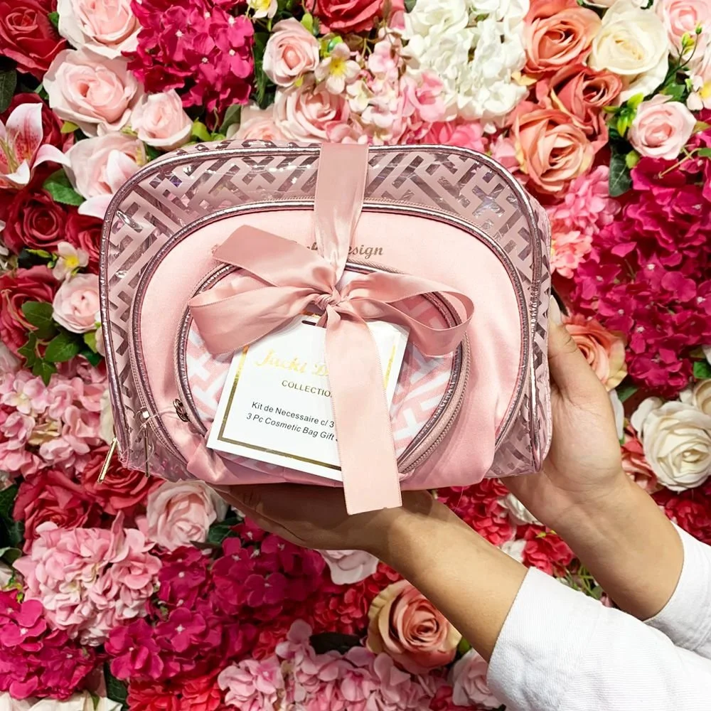 Kit de Necessaire com 3 Peças Diamantes Jacki Design Rosa 2