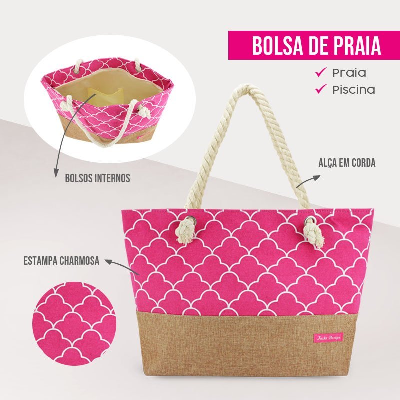 Bolsa de Praia Jacki Design Rosa 4