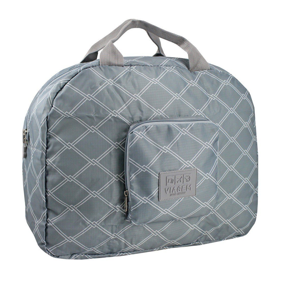 Bolsa de Viagem Dobrável Trapézio Estampa Listrada Jacki Design Cinza 2