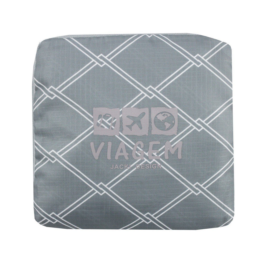 Bolsa de Viagem Dobrável Trapézio Estampa Listrada Jacki Design Cinza 3