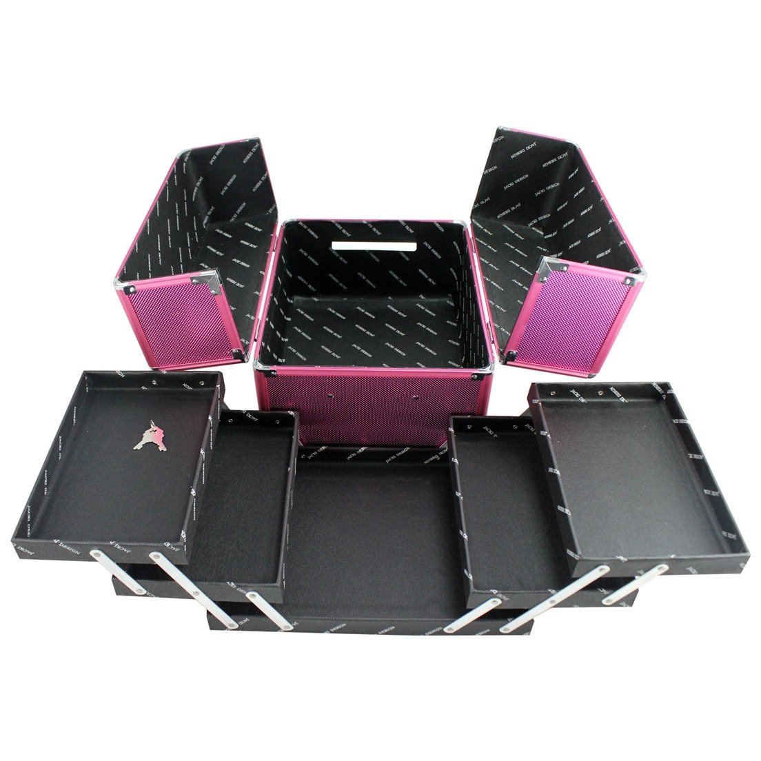 Maleta Profissional de Maquiagem Pink Tamanho Grande Jacki Design Rosa 5