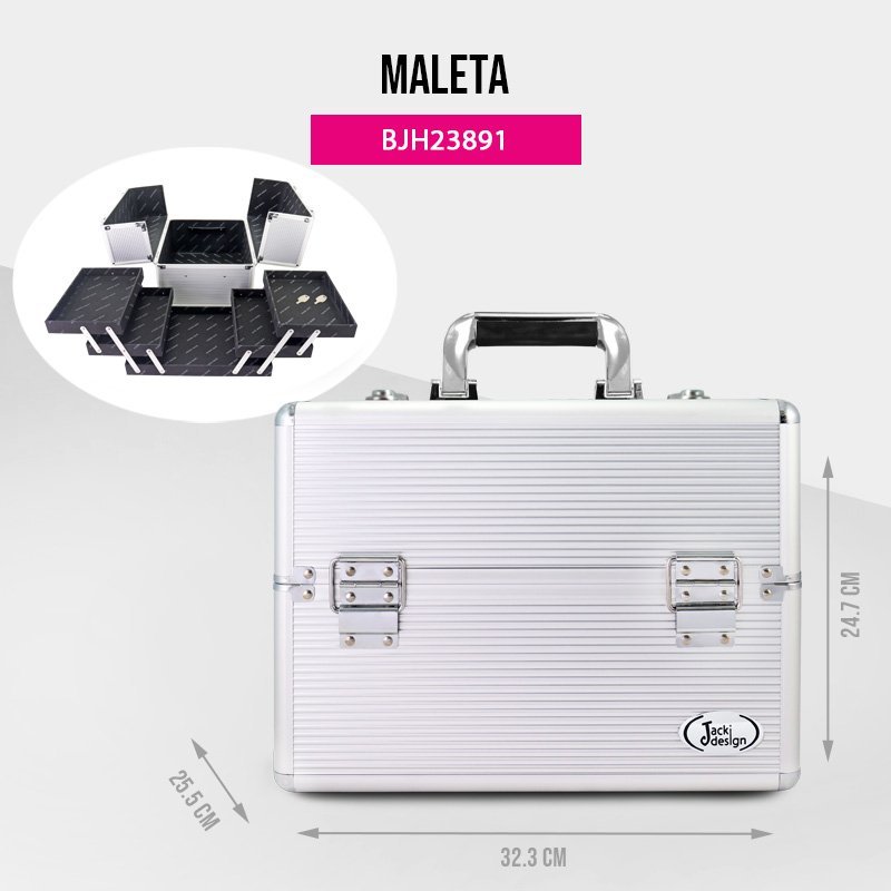 Maleta Profissional de Maquiagem Jacki Design - Prata Prata 5