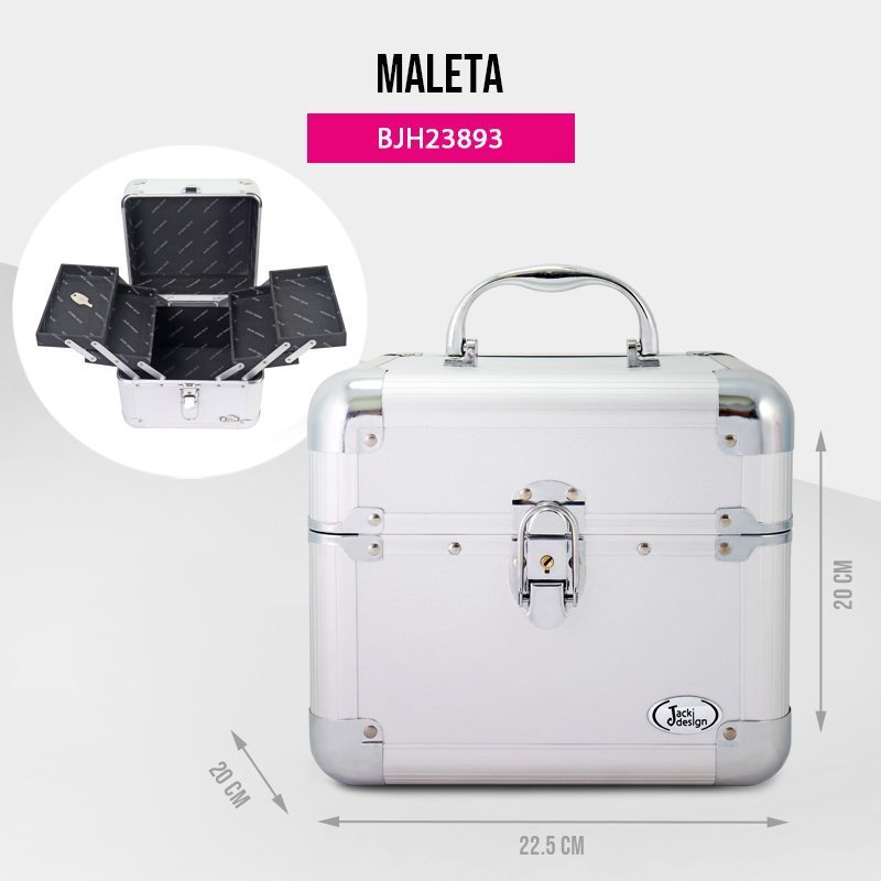 Maleta Profissional de Maquiagem Prata Jacki Design - Prata Prata 5