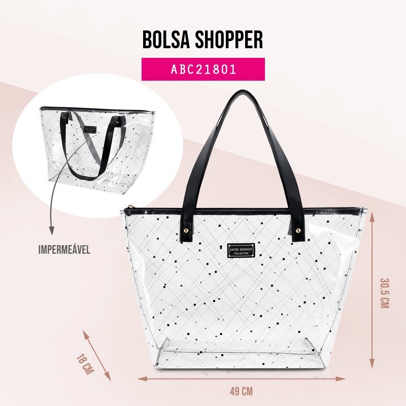 Conjunto de Bolsa Transparente e Necessaire Glow 2 peças Jacki Design Preto 5
