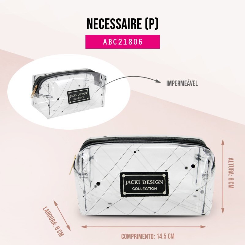 Conjunto de Bolsa Transparente e Necessaire Glow 2 peças Jacki Design Preto 9