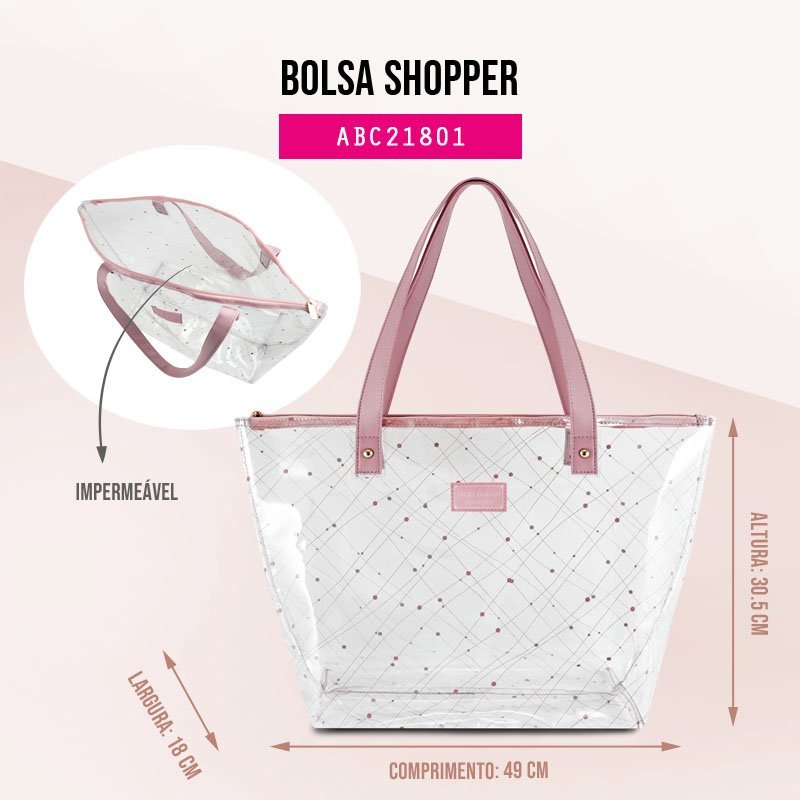 Conjunto de Bolsa Transparente e Necessaire Glow 2 peças Jacki Design Rosa 5