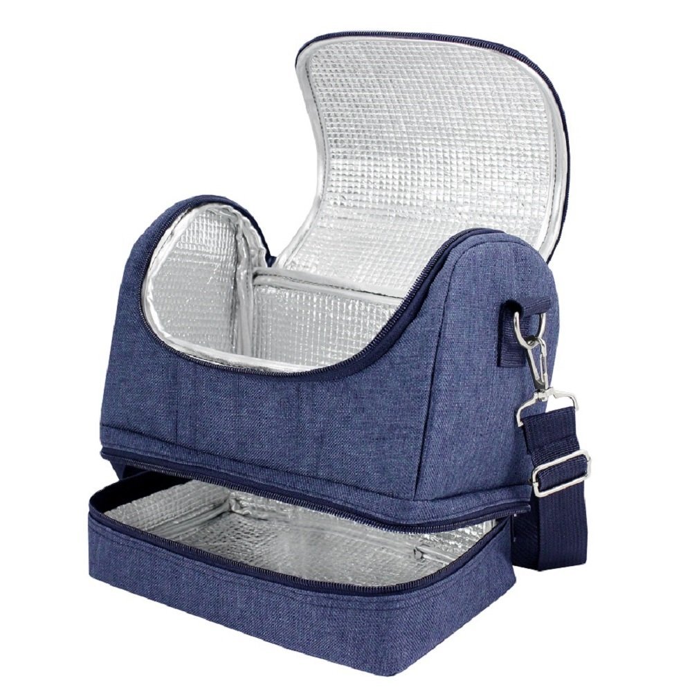 Kit Fitness Bolsa Térmica c/ 2 compartimentos e Pote de Marmita 2 Andares com Garrafa 700 ml Azul 3