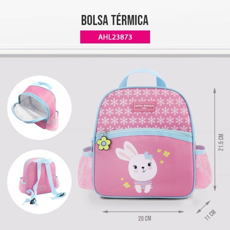 Conjunto de Mochila com Rodinhas e Lancheira Térmica Infantil 4750ml Rosa 10