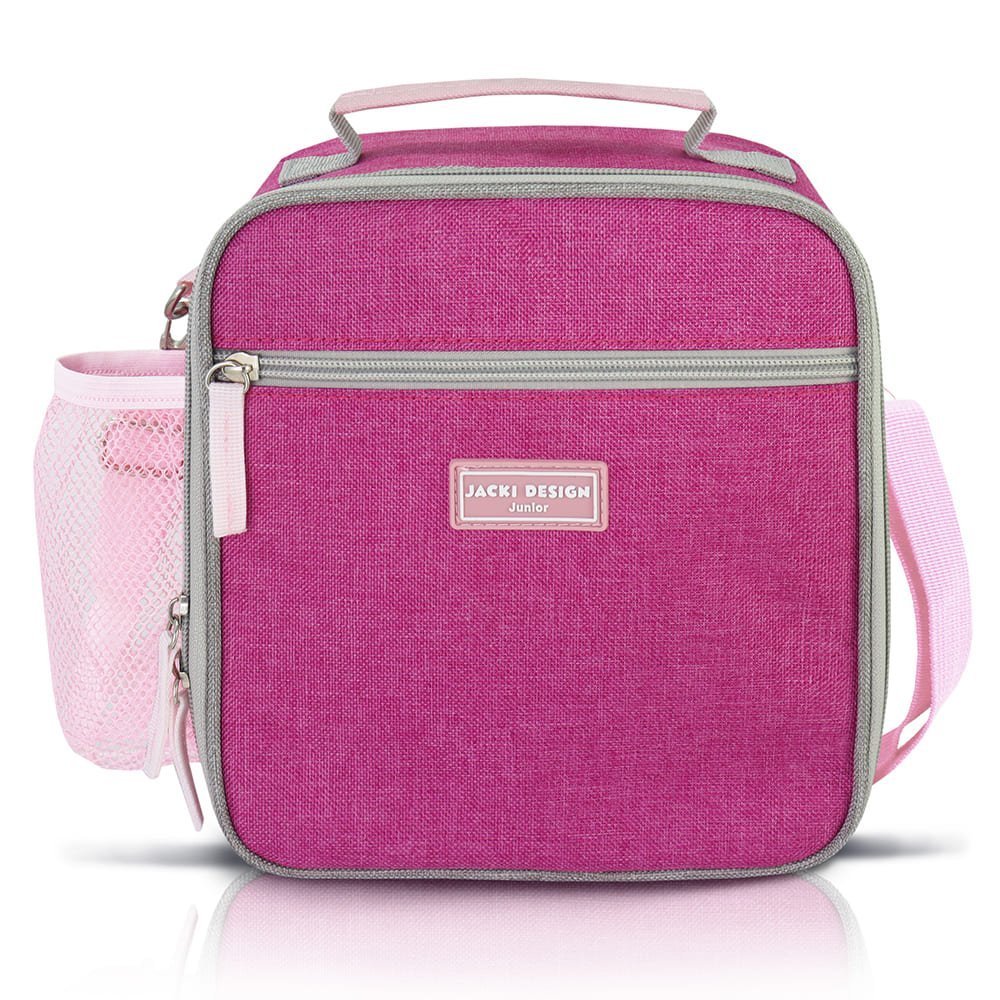 Conjunto de Mochila com Rodinhas Junior e Lancheira Térmica c/ 2 Compartimentos Rosa 11
