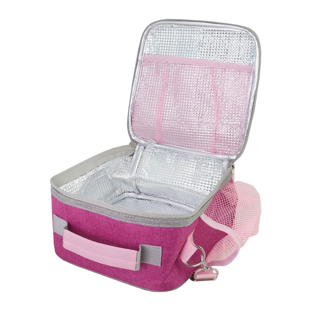 Conjunto de Mochila com Rodinhas Junior e Lancheira Térmica c/ 2 Compartimentos Rosa 9