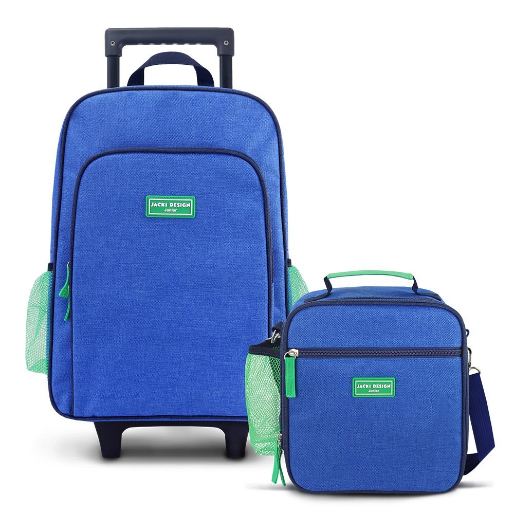 Conjunto de Mochila com Rodinhas Junior e Lancheira Térmica c/ 2 Compartimentos Azul 11