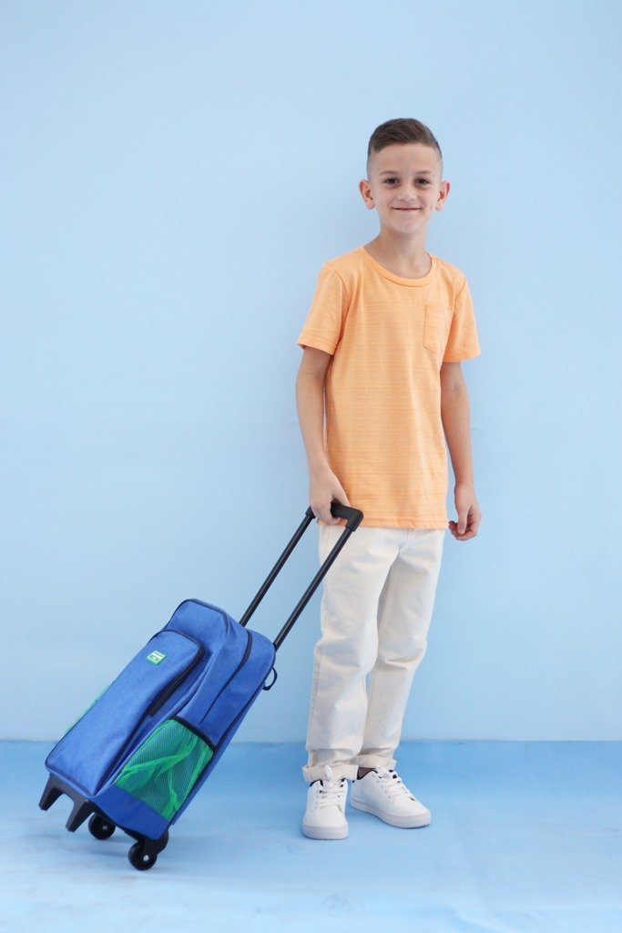 Conjunto de Mochila com Rodinhas Junior e Lancheira Térmica c/ 2 Compartimentos Azul 6