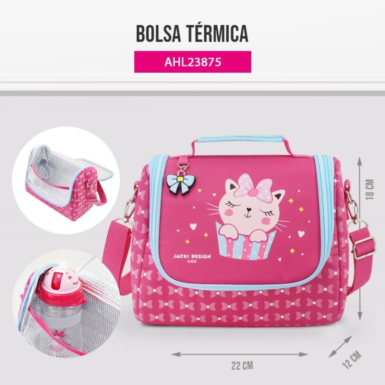 Kit Lancheira Térmica Infantil e Pote p/ Lanche com Garrafa 550ml Pink 4