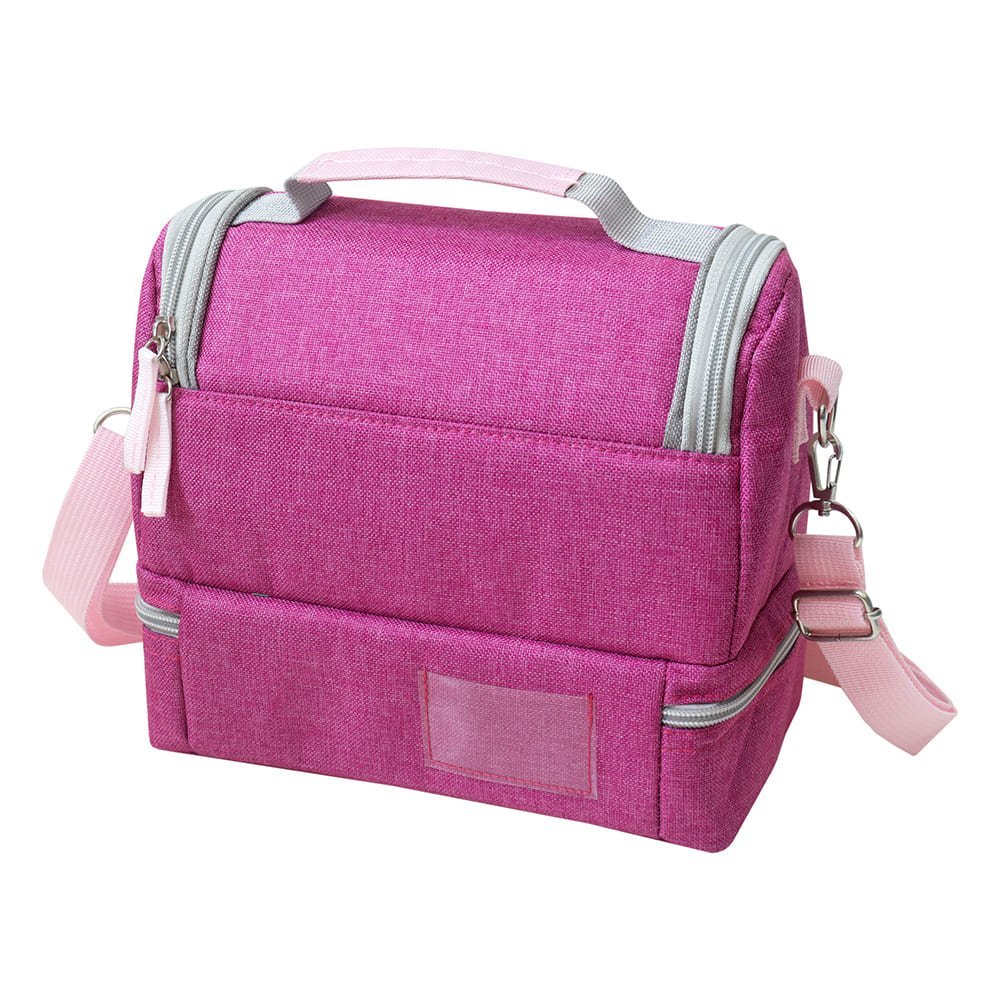 Conjunto Lancheira Térmica com Pote p/ Lanche, Garrafa 550ml e Mochila com Rodinhas Rosa 2