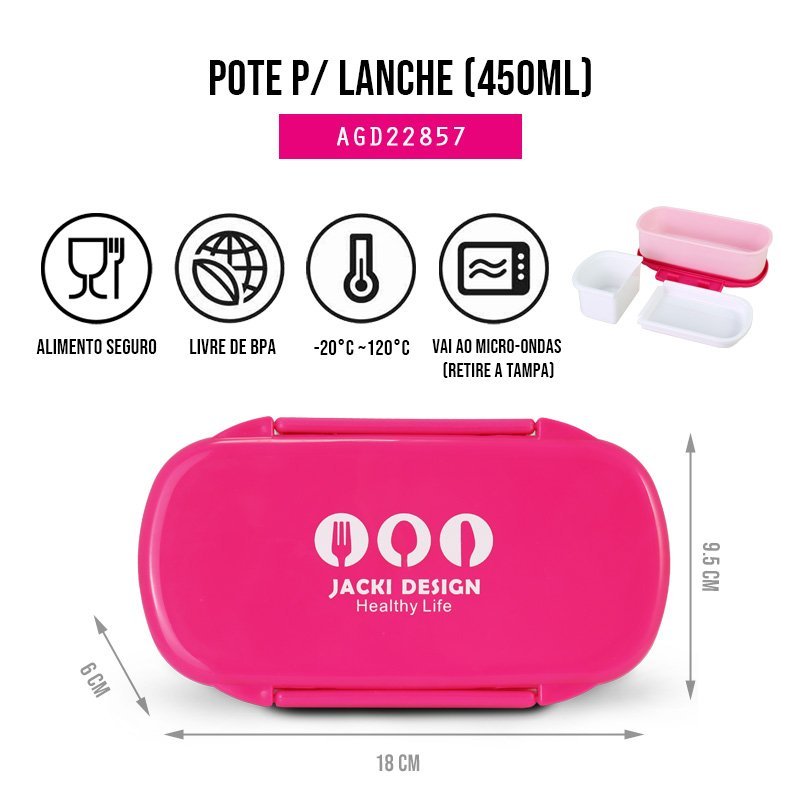 Conjunto Lancheira Térmica com Pote p/ Lanche, Garrafa 550ml e Mochila com Rodinhas Rosa 13