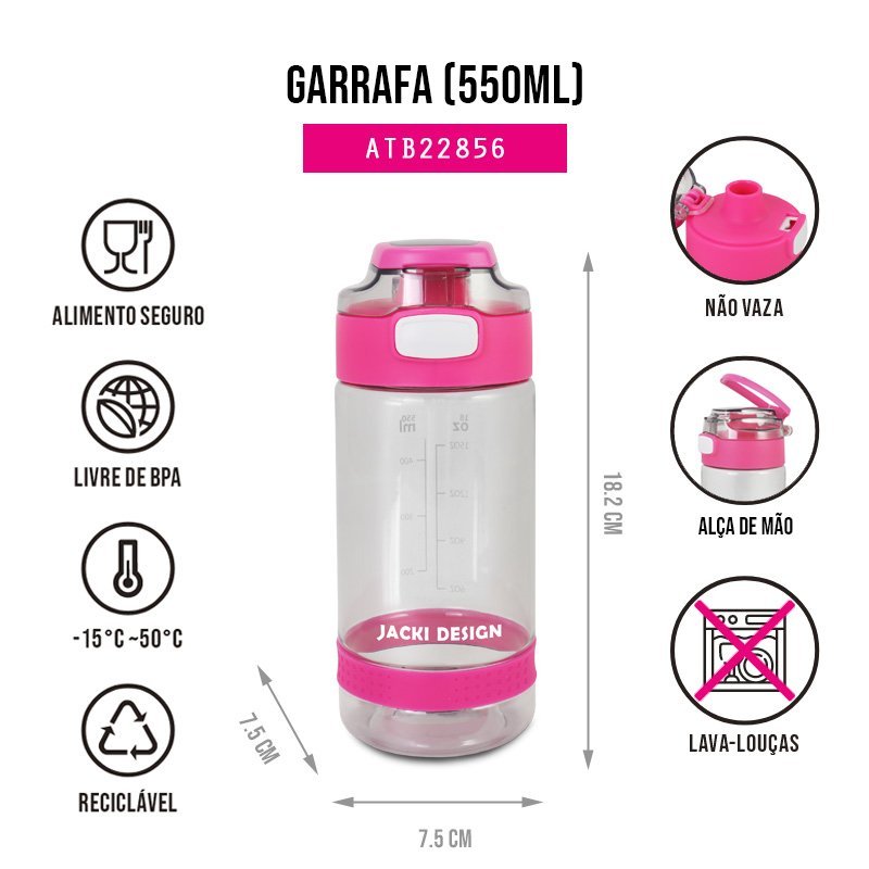 Conjunto Lancheira Térmica com Pote p/ Lanche, Garrafa 550ml e Mochila com Rodinhas Rosa 19
