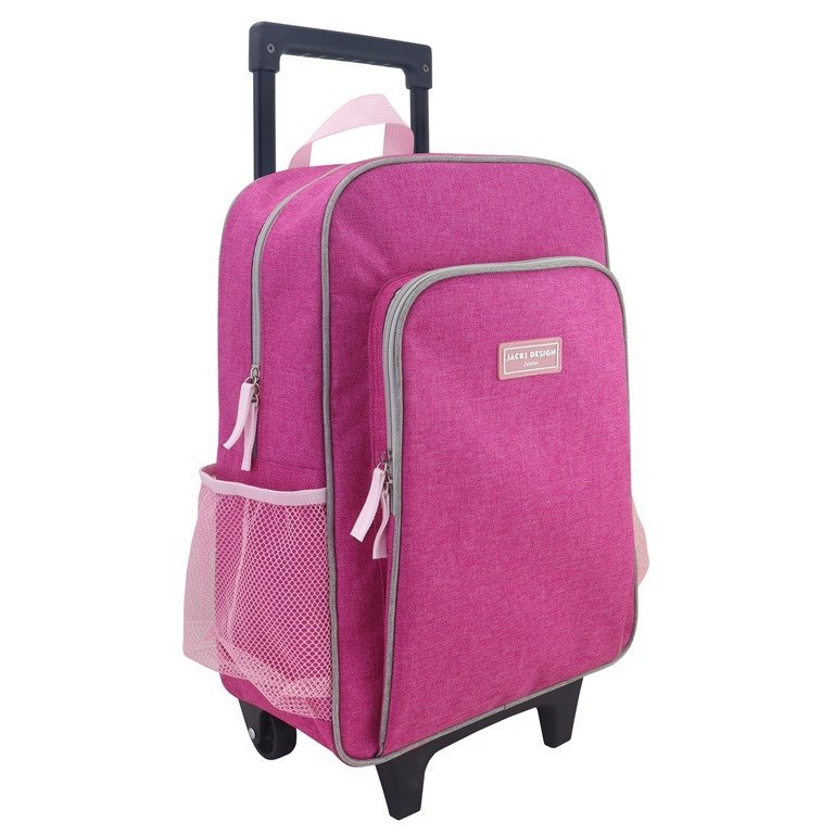 Conjunto Lancheira Térmica com Pote p/ Lanche, Garrafa 550ml e Mochila com Rodinhas Rosa 24