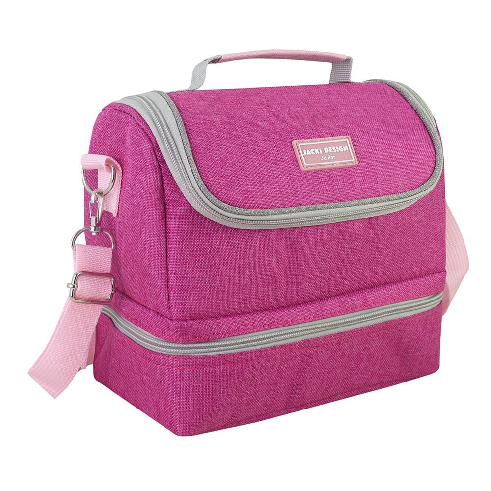 Conjunto Lancheira Térmica com Pote p/ Lanche, Garrafa 550ml e Mochila com Rodinhas Rosa 4