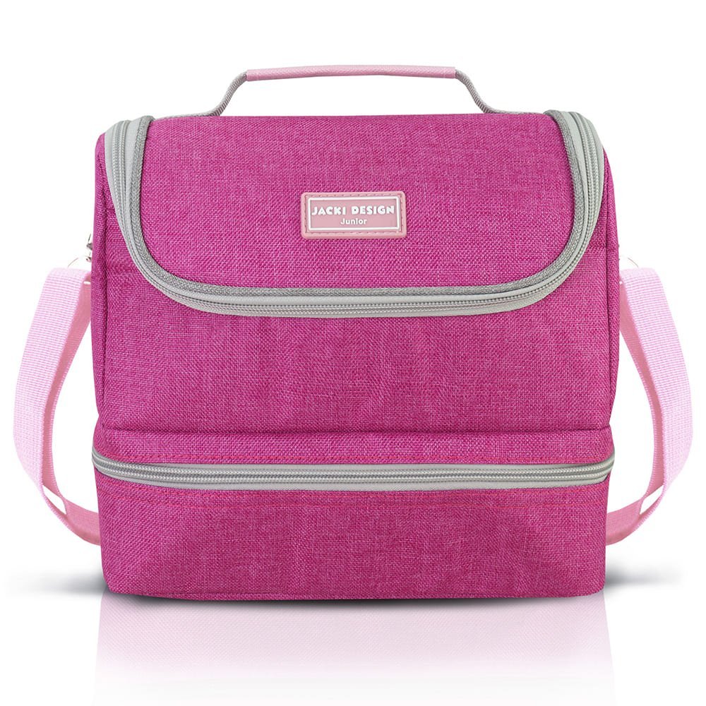 Conjunto Lancheira Térmica com Pote p/ Lanche, Garrafa 550ml e Mochila com Rodinhas Rosa 5