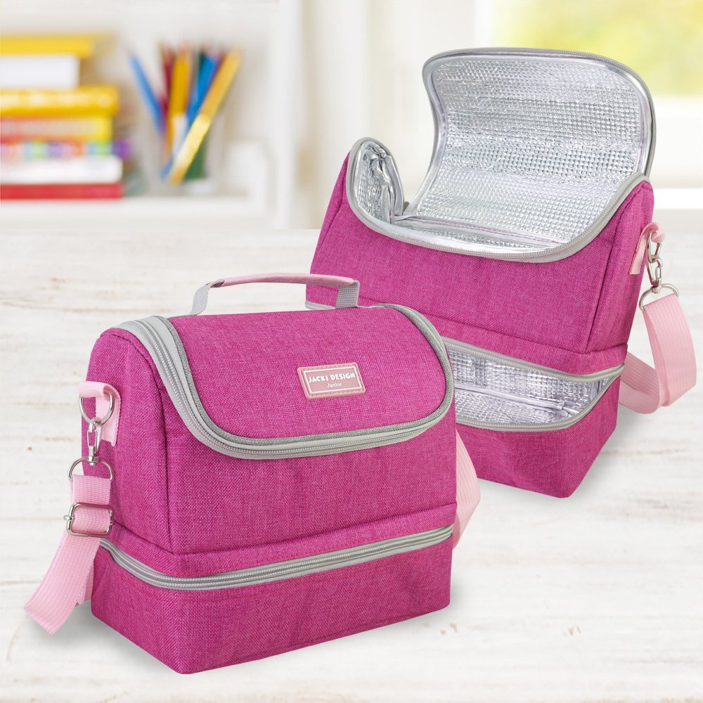 Conjunto Lancheira Térmica com Pote p/ Lanche, Garrafa 550ml e Mochila com Rodinhas Rosa 6