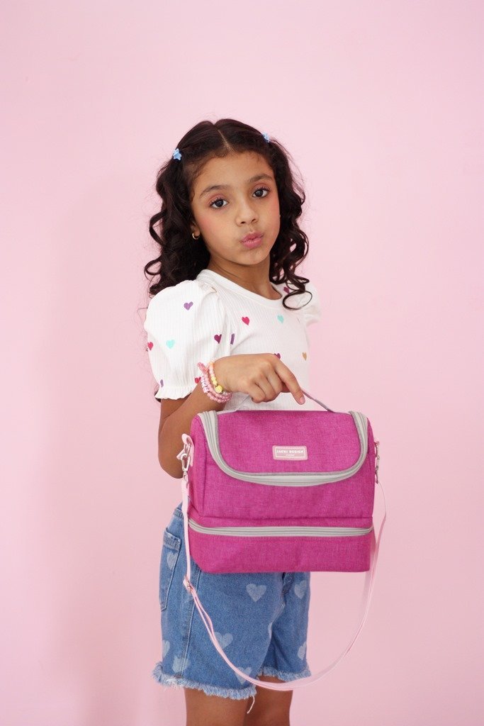 Conjunto Lancheira Térmica com Pote p/ Lanche, Garrafa 550ml e Mochila com Rodinhas Rosa 8