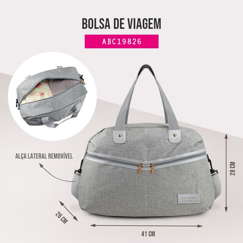 Bolsa de Viagem Jacki Design Joy Cinza 4
