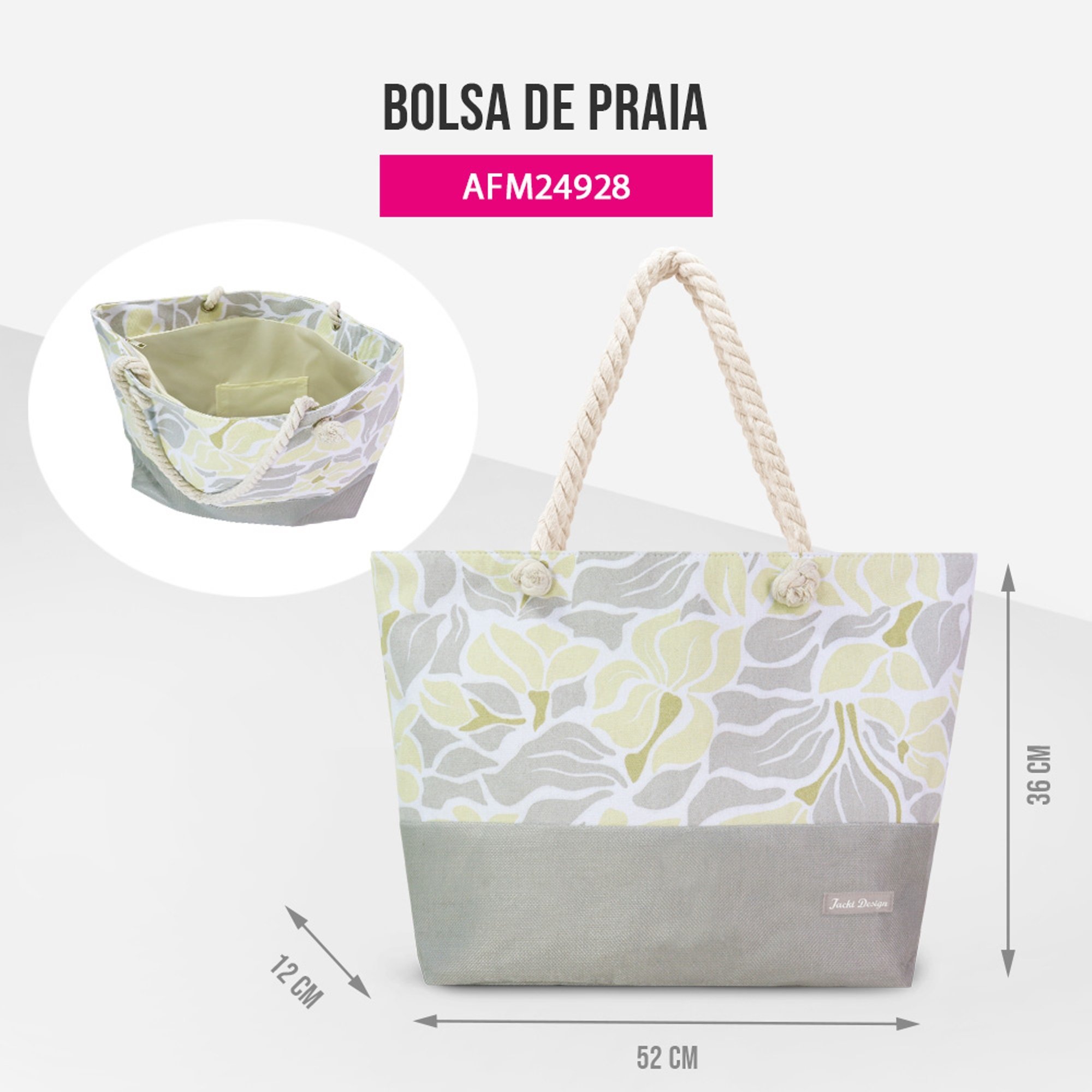 Bolsa de Praia com alça de corda Jacki Design Bege 3