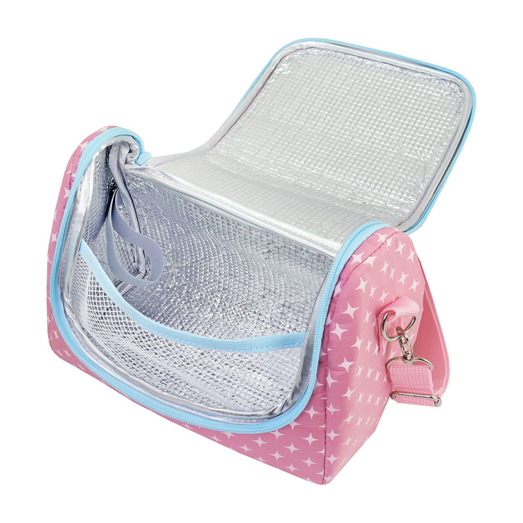 Kit Lancheira Térmica, Pote Marmita 400ml e Garrafa 460ml Infantil PICCOLINO Azul Rosa 14