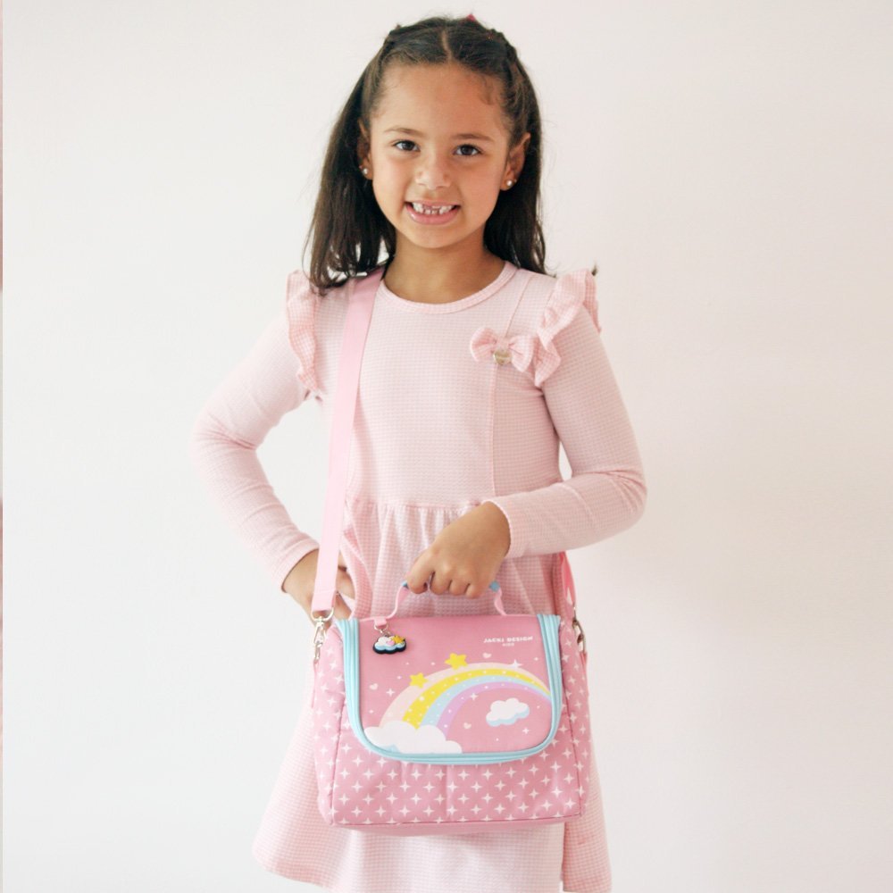 Kit Lancheira Térmica, Pote Marmita 400ml e Garrafa 460ml Infantil PICCOLINO Azul Rosa 17