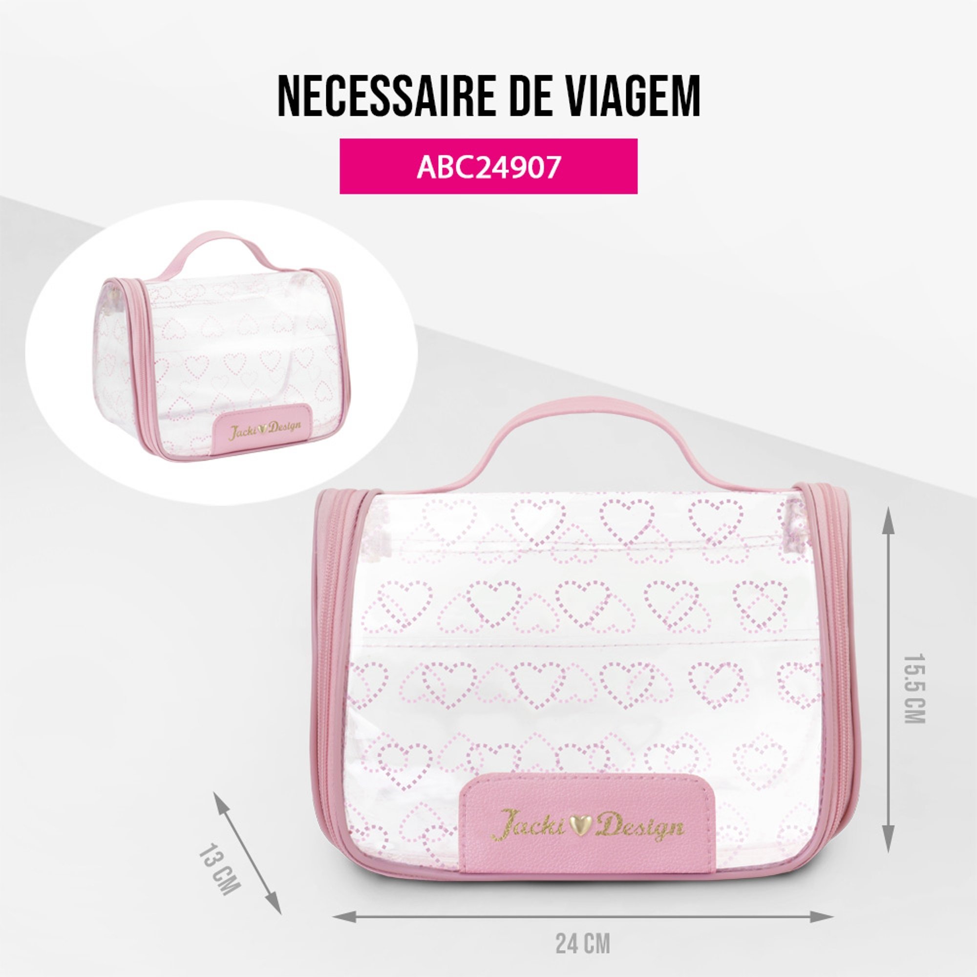 Necessaire de Viagem Jacki Design - Love Rosa Claro 2
