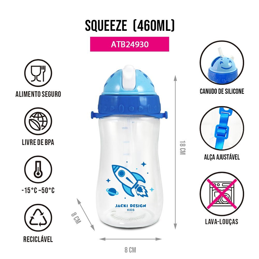 Kit Lancheira Térmica, Pote p/ Lanche e Garrafa 460ml Infantil - Azul Azul 9