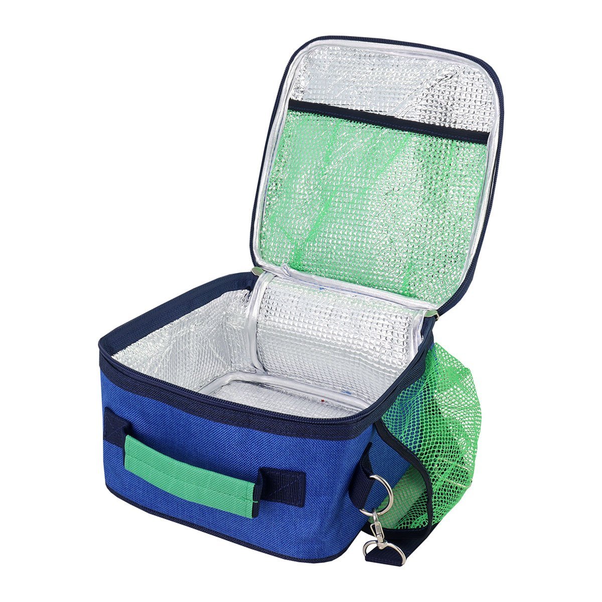 Kit Bolsa Térmica, Pote Marmita 750ml e Garrafa 550ml VIBE Preta Azul 12