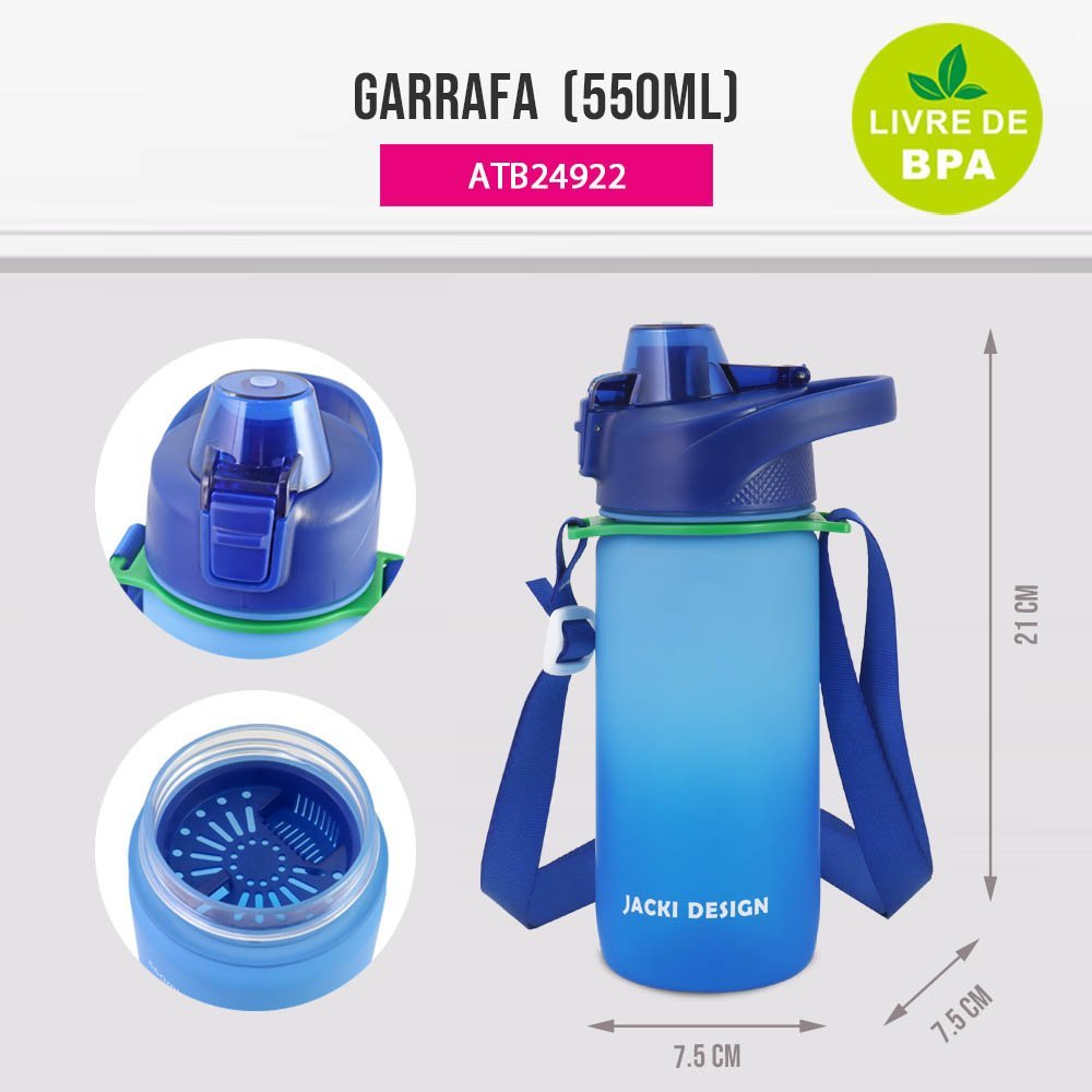 Kit Bolsa Térmica, Pote Marmita 750ml e Garrafa 550ml VIBE Preta Azul 5