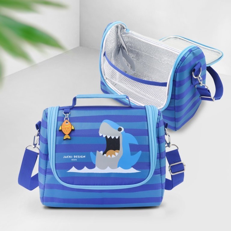 Conjunto Mochila com Rodinhas Lancheira Térmica Pote p/ Lanche e Garrafa Infanti Pimpolho-ANALISE Azul 14