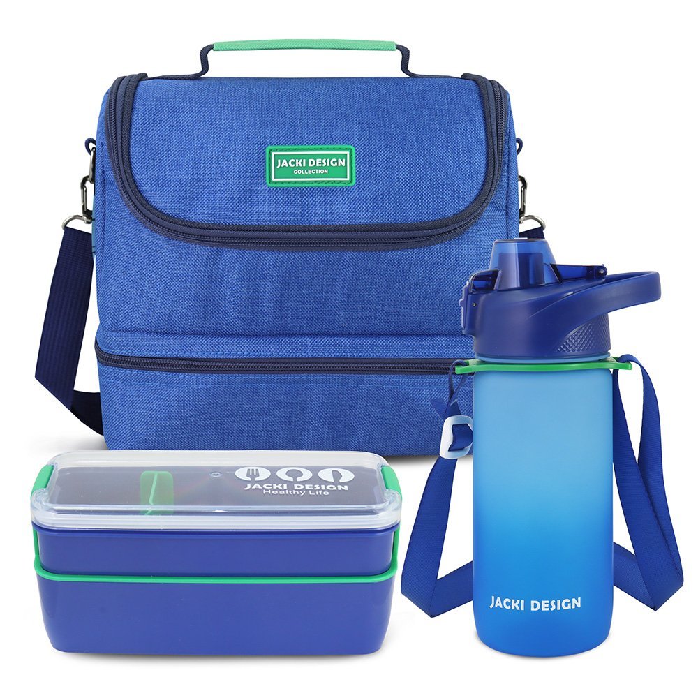 Kit Bolsa Térmica, Pote Marmita 750ml e Garrafa 550ml VIBE Azul