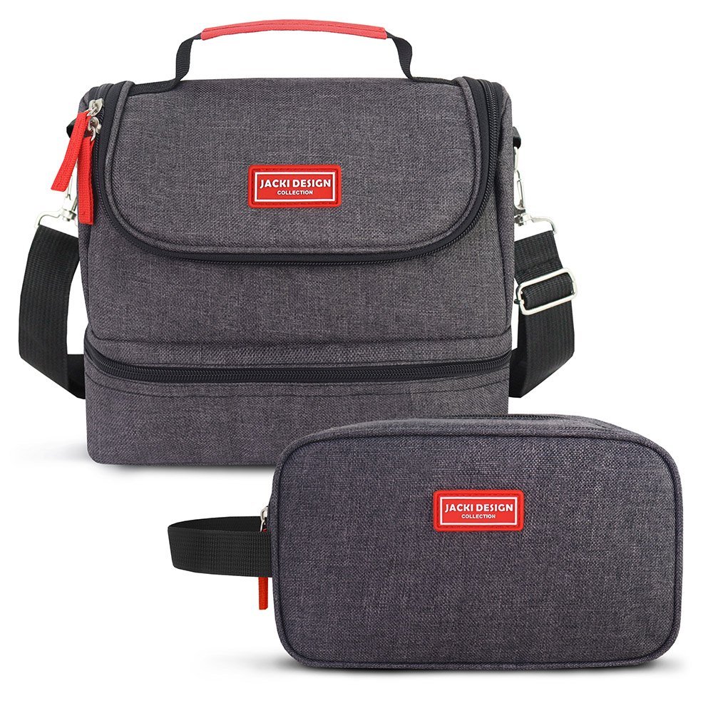 Kit Bolsa Térmica c/ 2 Compartimentos e Necessaire VIBE Azul Preto 12