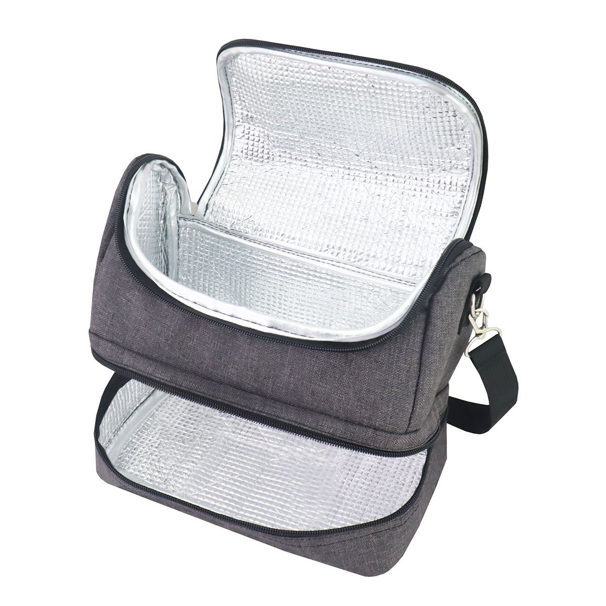 Kit Bolsa Térmica c/ 2 Compartimentos e Necessaire VIBE Azul Preto 4
