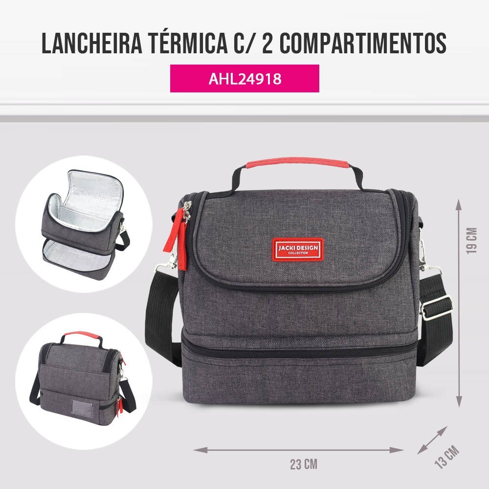 Kit Bolsa Térmica c/ 2 Compartimentos e Necessaire VIBE Azul Preto 6