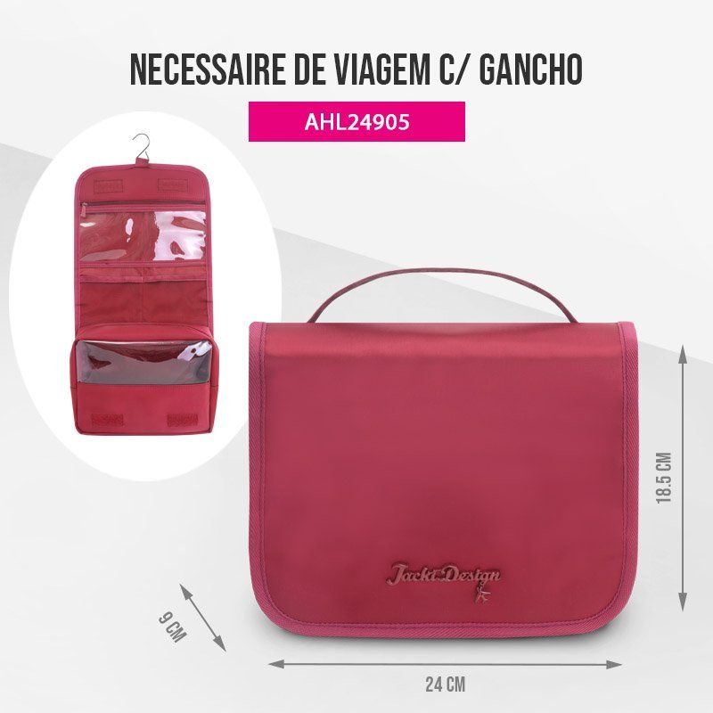 Kit Necessaire c/ Gancho e Frascos p/ Viagem PREMIUM Vinho 3