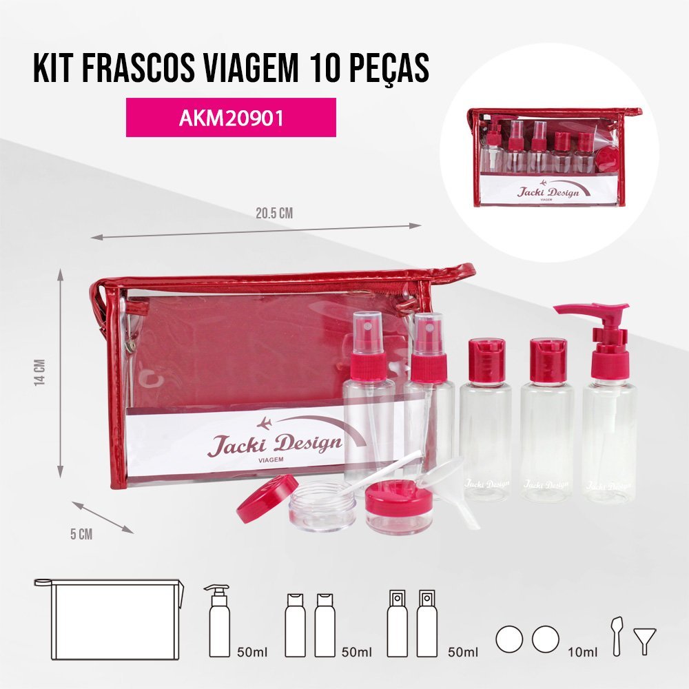 Kit Necessaire c/ Gancho e Frascos p/ Viagem PREMIUM Vinho 7