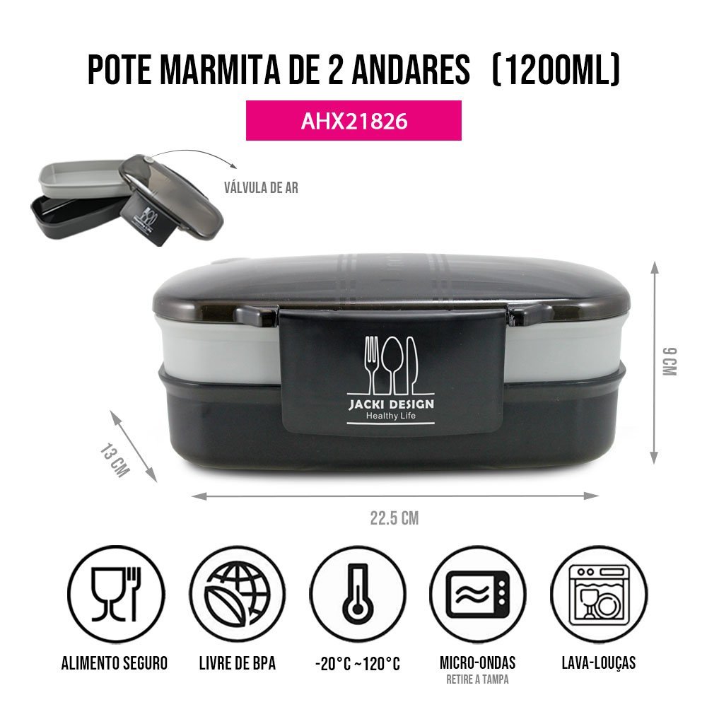 Kit Bolsa Térmica, Marmita, Garrafa 700Ml E Porta Escovas Preto 5