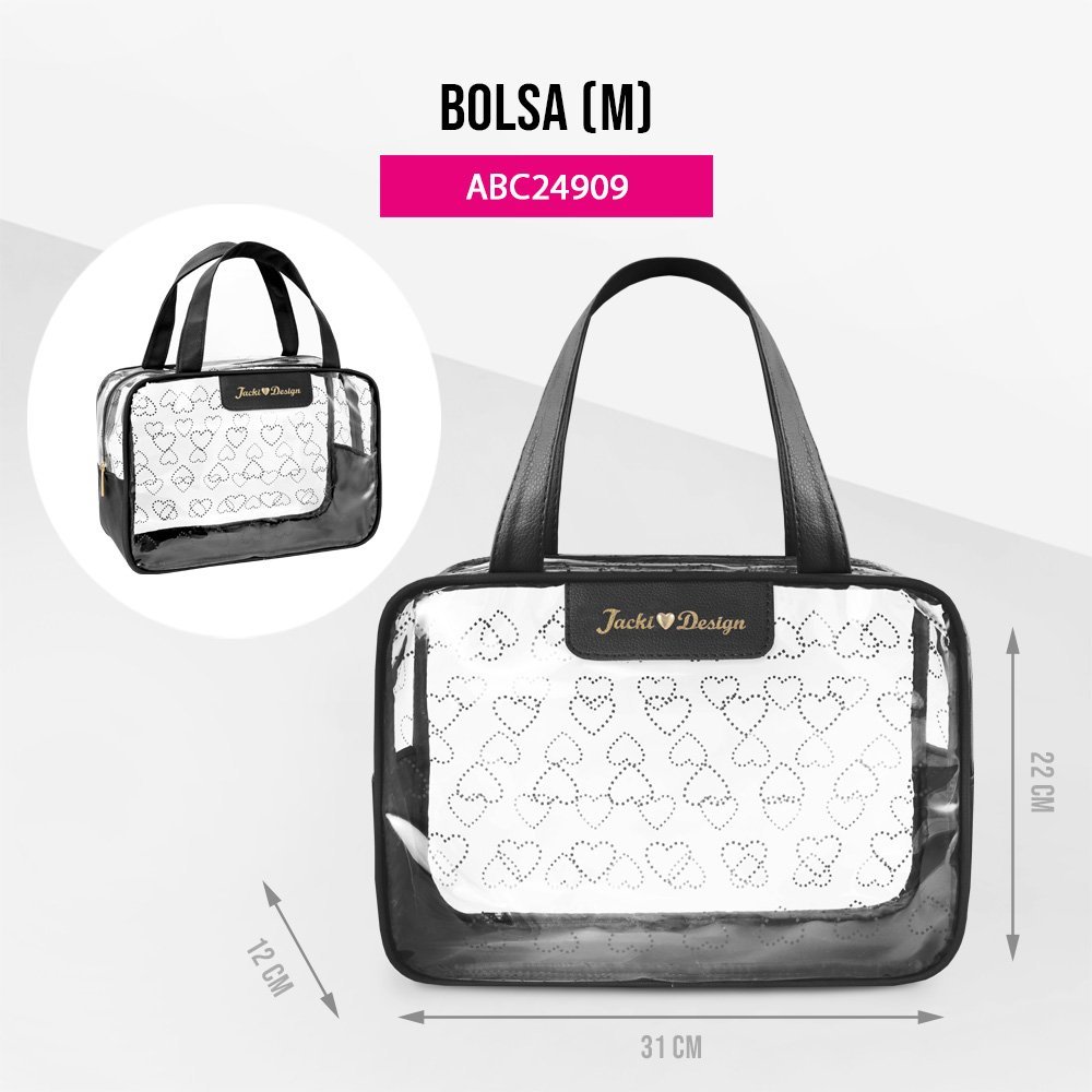 Kit Bolsa e Nécessaire Transparente LOVE Preto 3