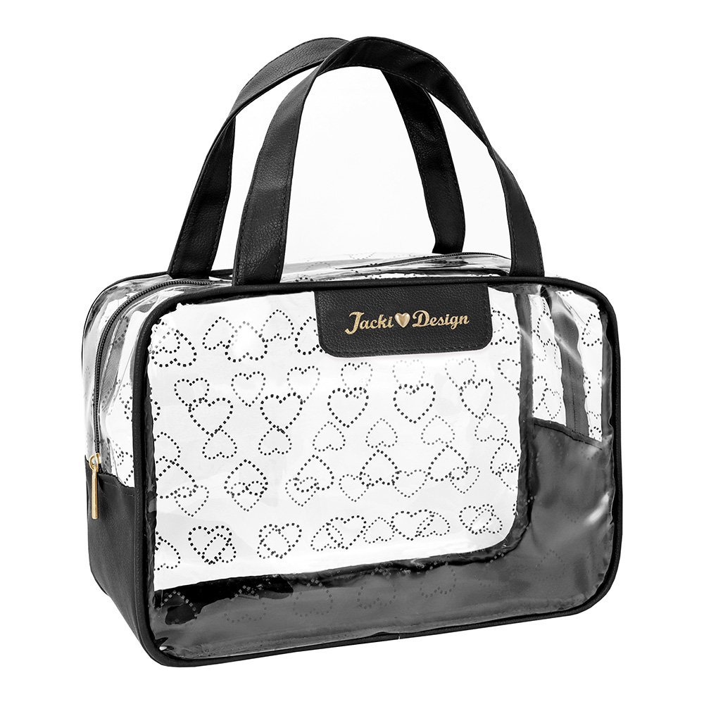 Kit Bolsa e Nécessaire Transparente LOVE Preto 5
