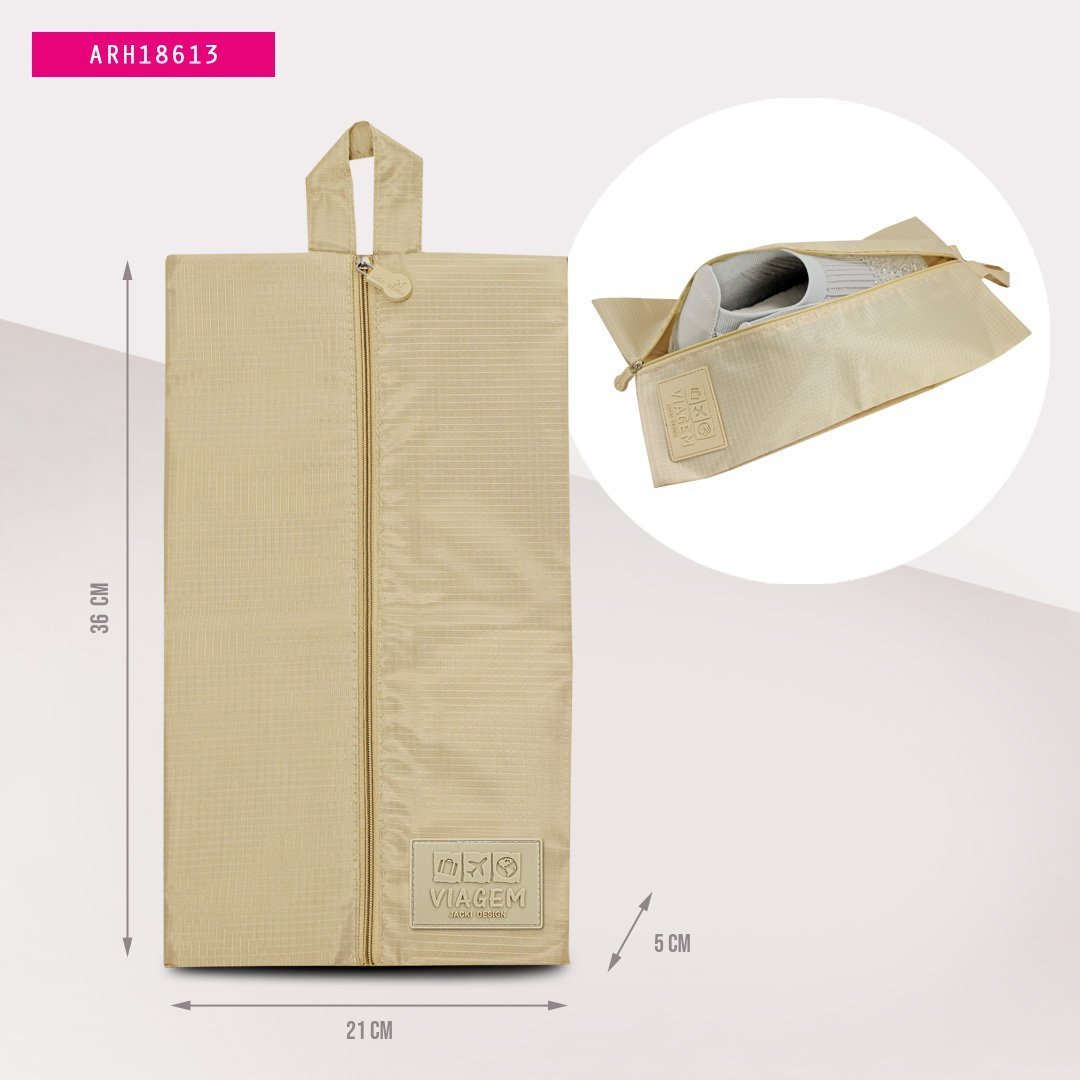 Kit Organizador de Malas 6 pcs + Bolsa Dobrável + Bolsa Porta Sapatos Bege 9